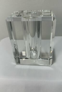 Unmarked Clear Crystal & Glass Vase Votive Candle Holder, Glossy Decorative